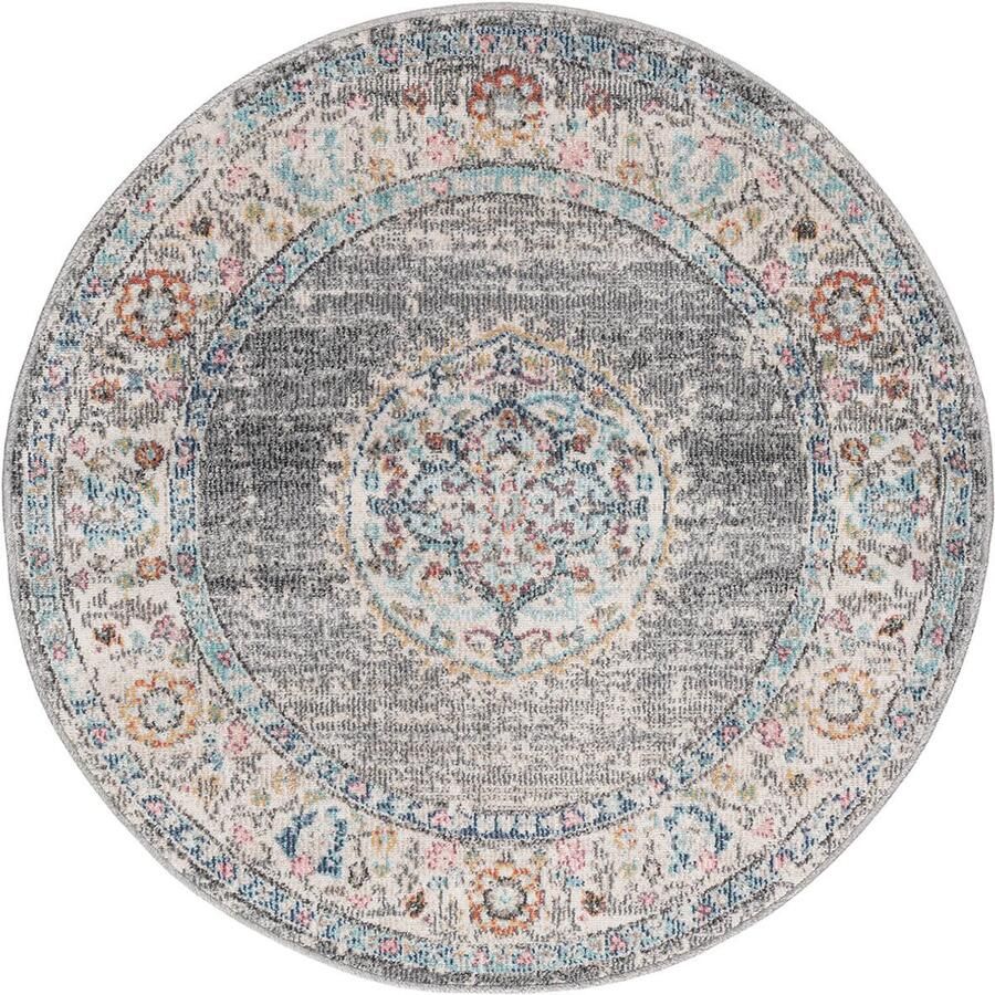 Mia´s Teppiche Mia s Teppiche Bliss Indoor & Outdoor vloerkleed weerbestendig & onderhoudsvriendelijk grijs met oosters patroon 120 cm round