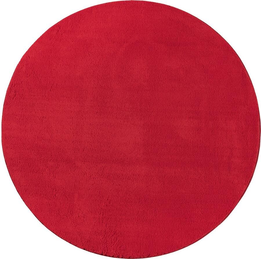 Mia´s Teppiche Mia s Teppiche Taos – superzacht kortflor vloerkleed met antislip rug wasbaar rood 120 cm rond