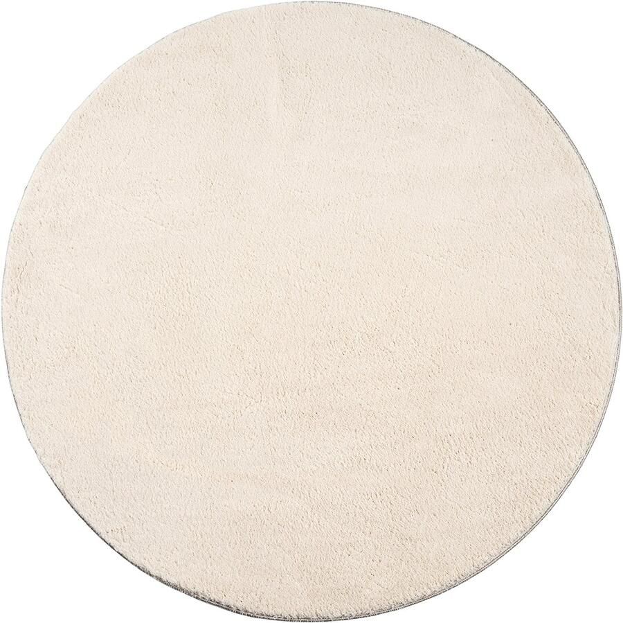 Mia´s Teppiche Mia s Teppiche Taos – superzacht kortflor vloerkleed met antislip rug wasbaar Beige 120 cm rond