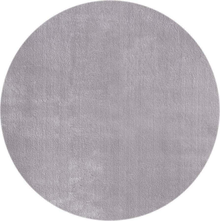 Mia´s Teppiche Mia s Teppiche Taos – superzacht kortflor vloerkleed met antislip rug wasbaar grijs 120 cm rond