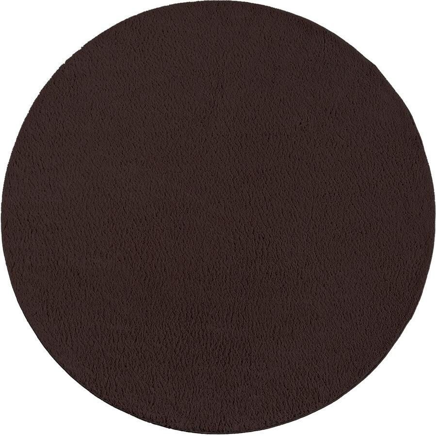 Mia´s Teppiche Mia s Teppiche Taos – superzacht kortflor vloerkleed met antislip rug wasbaar bruin 120 cm rond