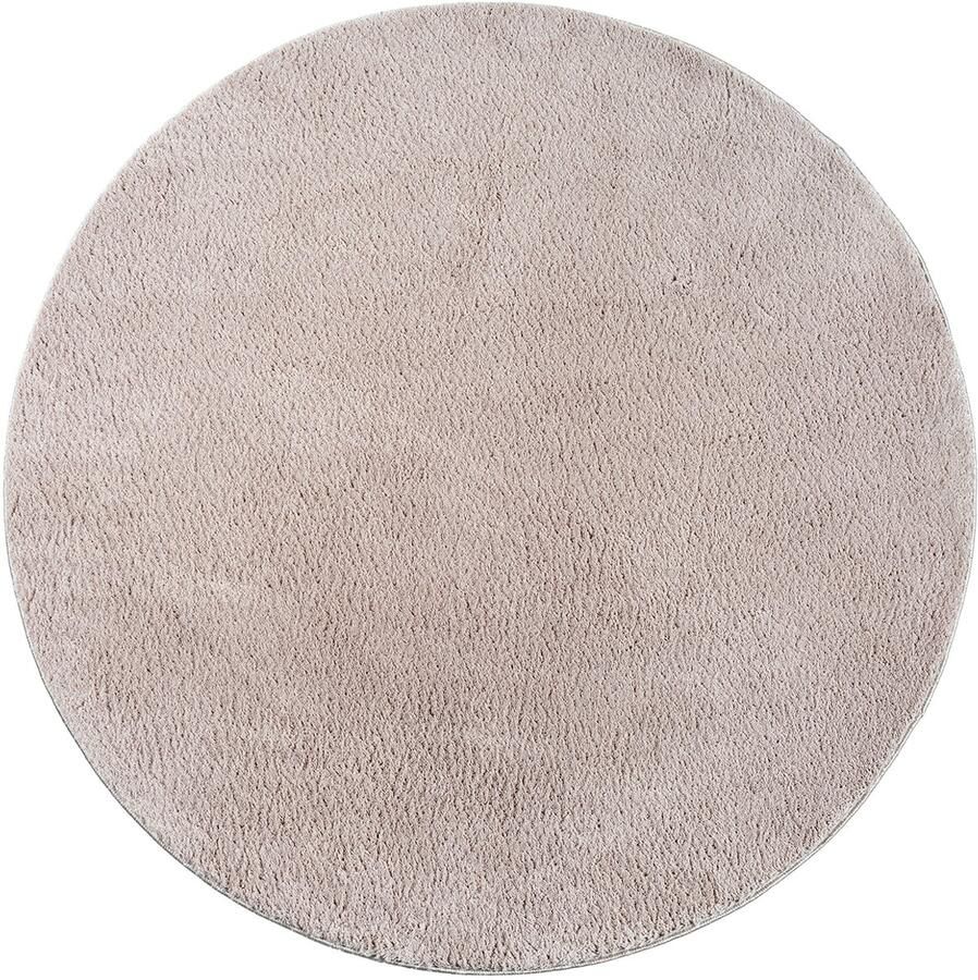 Mia´s Teppiche Mia s Teppiche Taos – superzacht kortflor vloerkleed met antislip rug wasbaar zand 120 cm rond