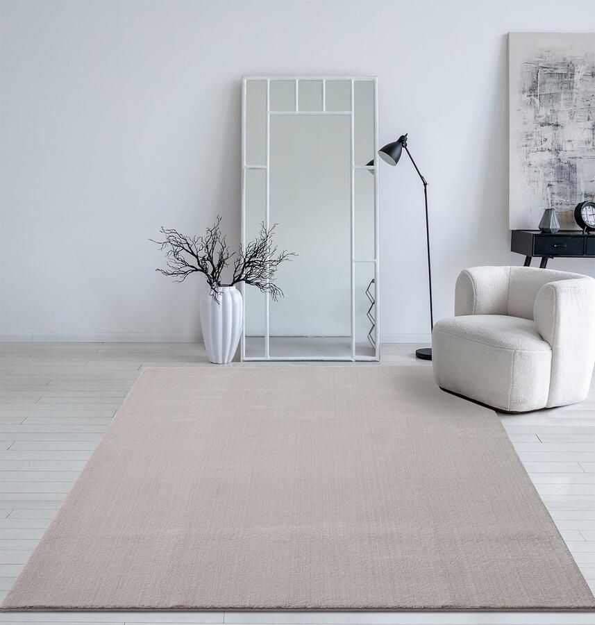 Mia´s Teppiche Mia s Teppiche Taos – superzacht kortflor vloerkleed met antislip rug wasbaar zand 80 x 300 cm