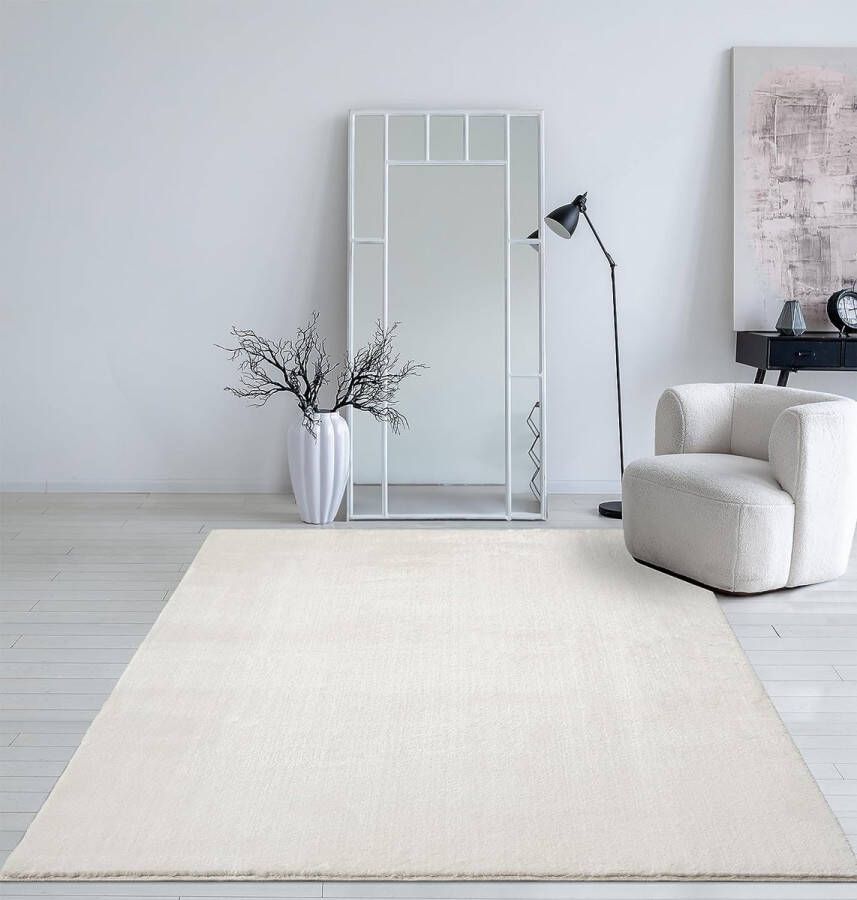 Mias Teppiche Mia's Carpets Taos afwasbaar tapijt crème 120 x 170 cm zacht woonkamertapijt met antislip onderkant