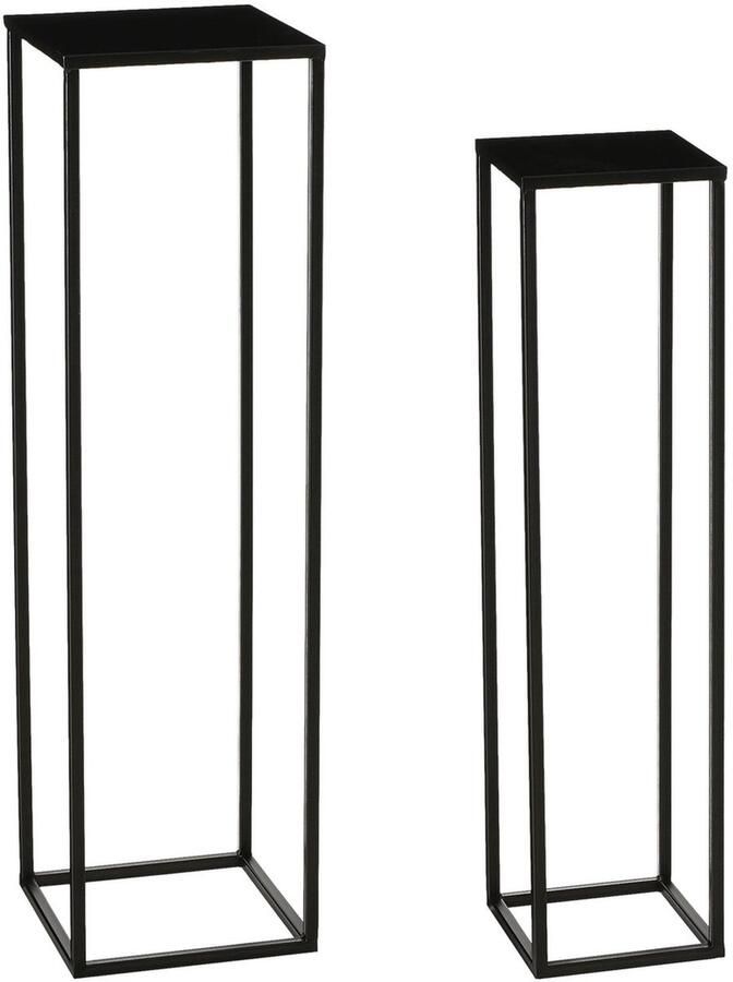 Mica Decorations Bijzettafel Goa 25x25x90 cm Ijzer Zwart Set van 2