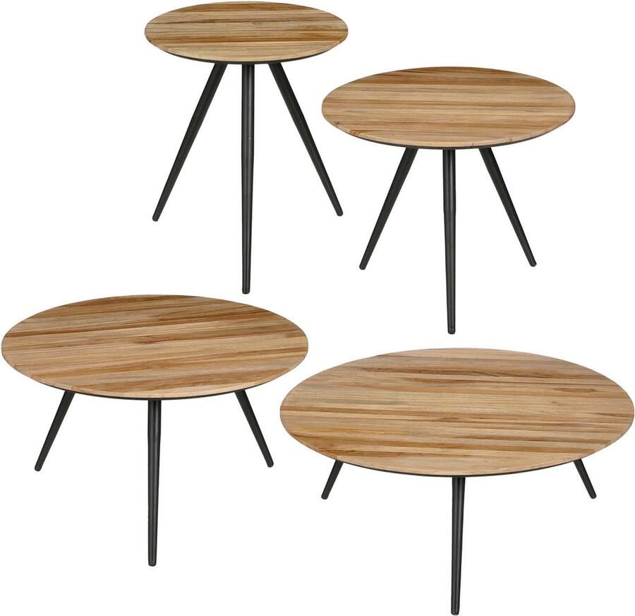 Mica Decorations Bijzettafel Jailey 70x70x29 cm Hout Bruin- Set van 4