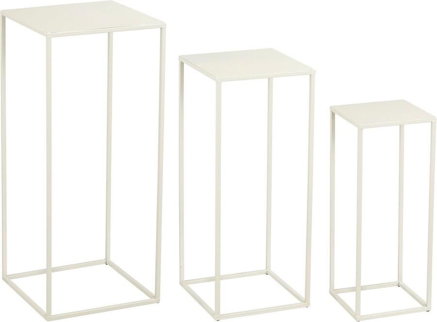 Mica Decorations Quinty Bijzettafel Set van 3 L30 x B30 x H70 cm Metaal Off-white