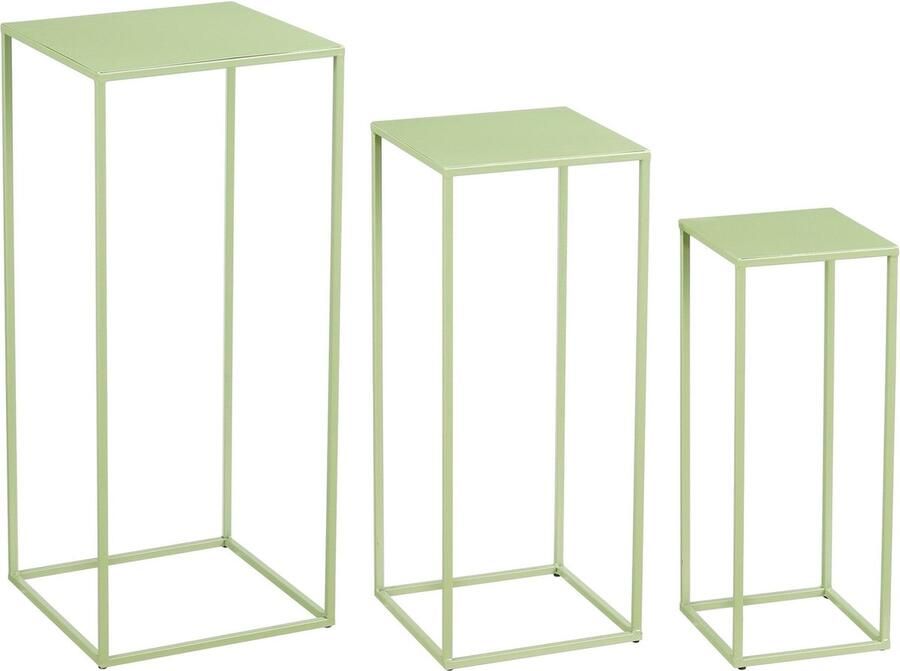 Mica Decorations Quinty Bijzettafel Set van 3 L30 x B30 x H70 cm IJzer Lichtgroen