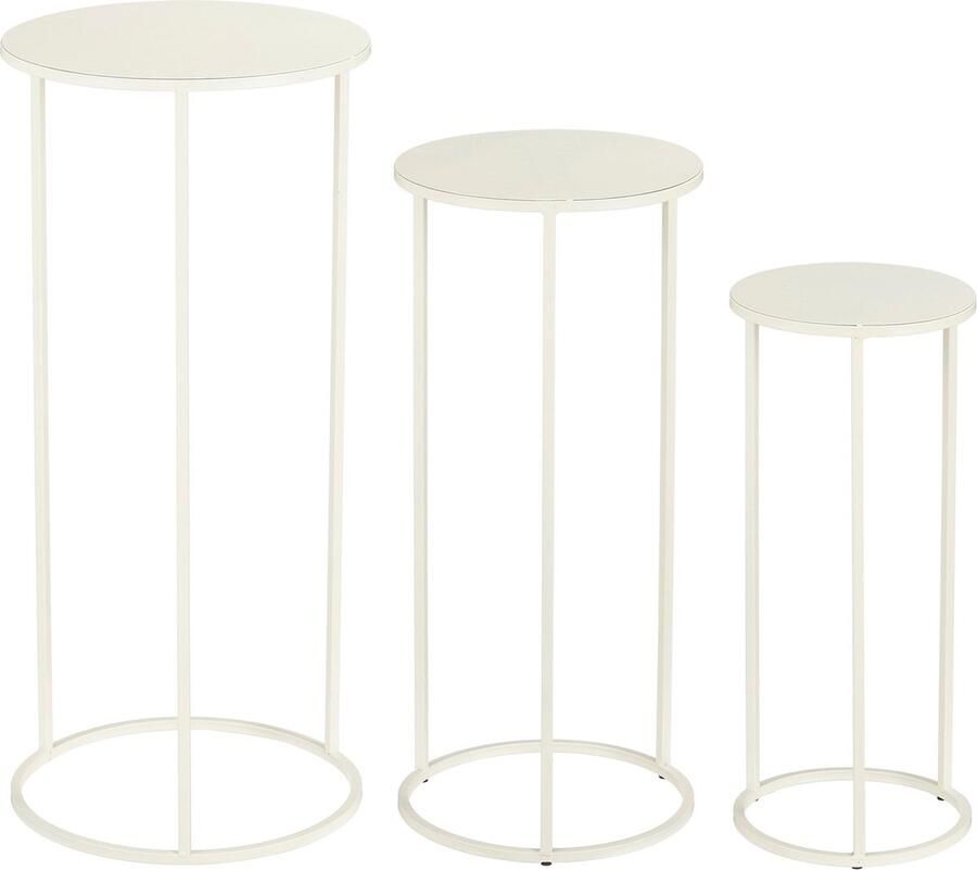 Mica Decorations Quinty Bijzettafel Set van 3 H70 x Ø32 cm Metaal Off-white