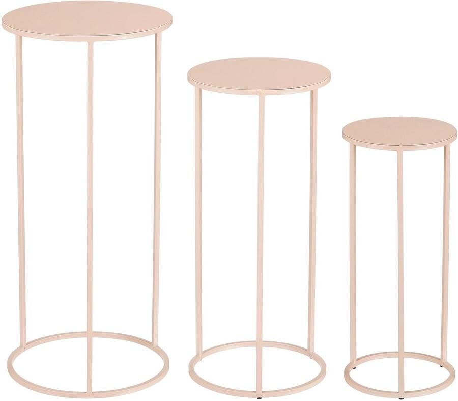 Mica Decorations Bijzettafel Quinty 32x32x70 cm Ijzer Licht Roze Set van 3