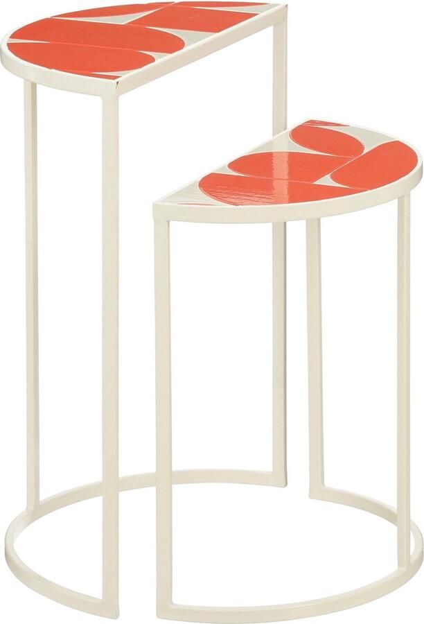 Mica Decorations Bologna Bijzettafel Buiten Set van 2 L45 x B23 x H58 cm Metaal Rood