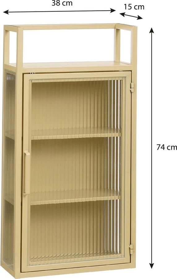 Mica Decorations Clifton Wandkast L38 x B15 x H74 cm Metaal Beige