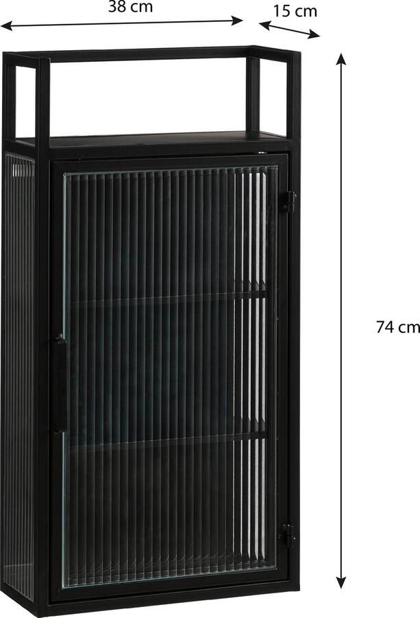 Mica Decorations Clifton Wandkast L38 x B15 x H74 cm Metaal Zwart