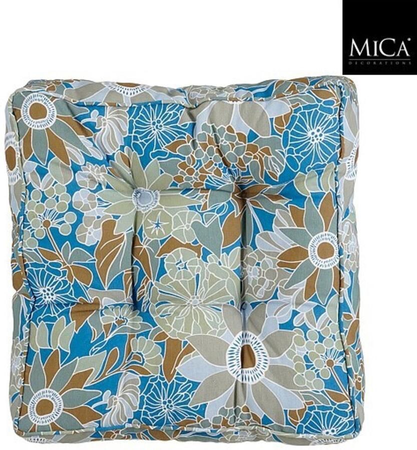 Mica Decorations Fleur Matras kussen 47 x 47 x 10cm Blauw
