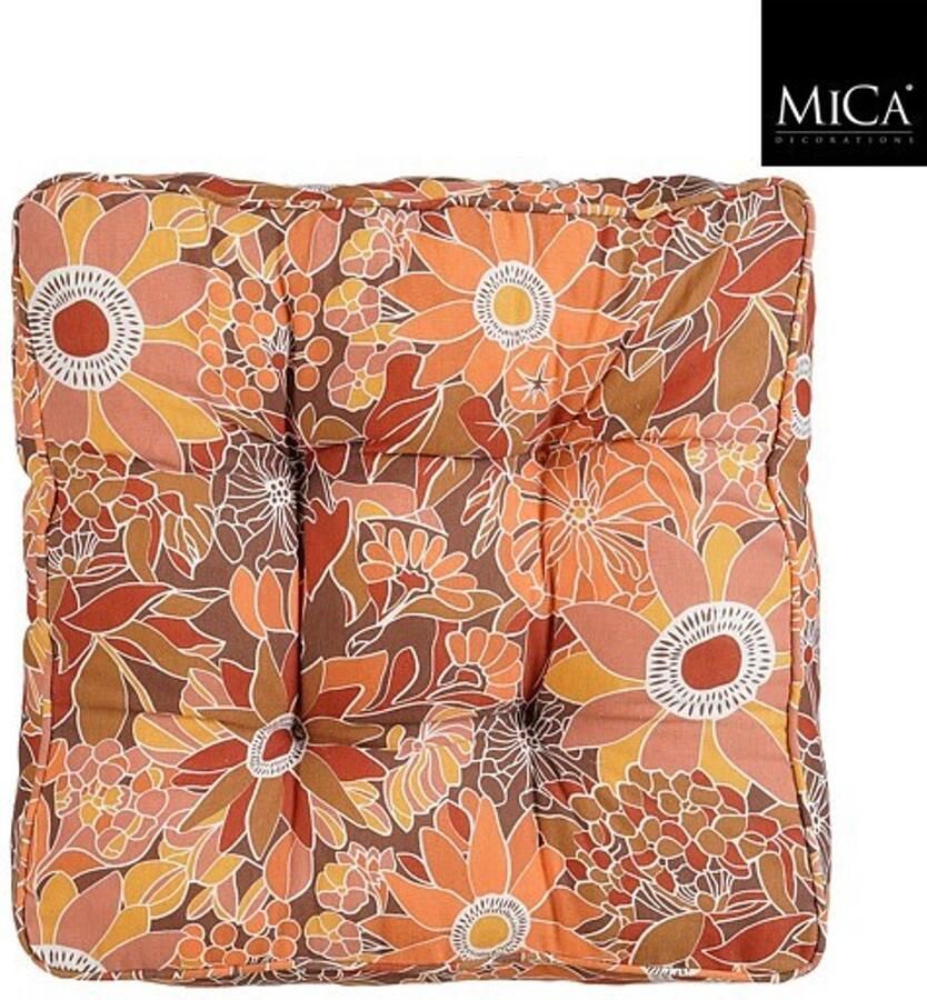 Mica Decorations Fleur Matras kussen 47 x 47 x 10cm Oranje