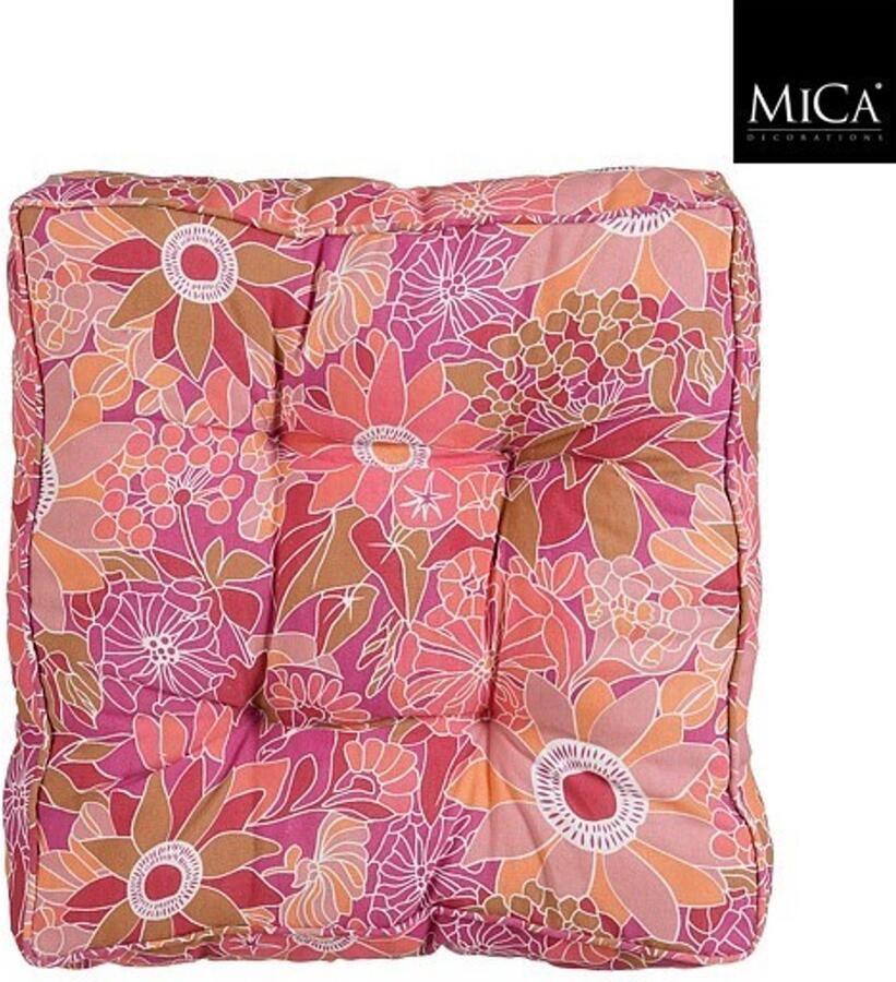 Mica Decorations Fleur Matras kussen 47 x 47 x 10cm Roze