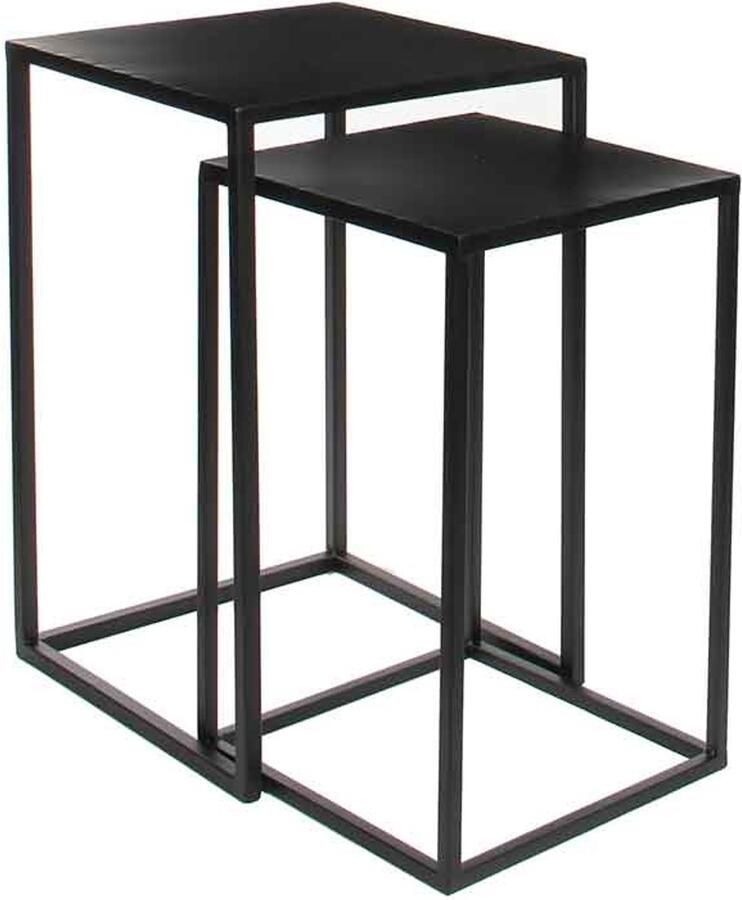 Mica Decorations Goa Bijzettafel Set 35x35x55 cm Metaal Zwart
