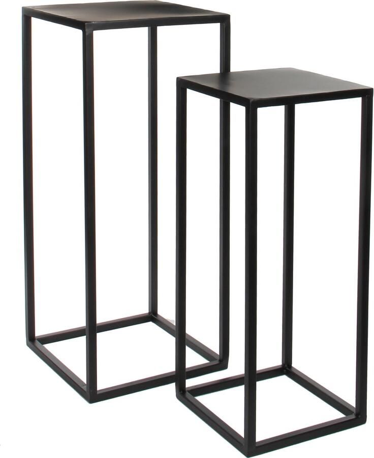Mica Decorations Goa Bijzettafel Set van 2 L30 x B30 x H70 cm Metaal Zwart