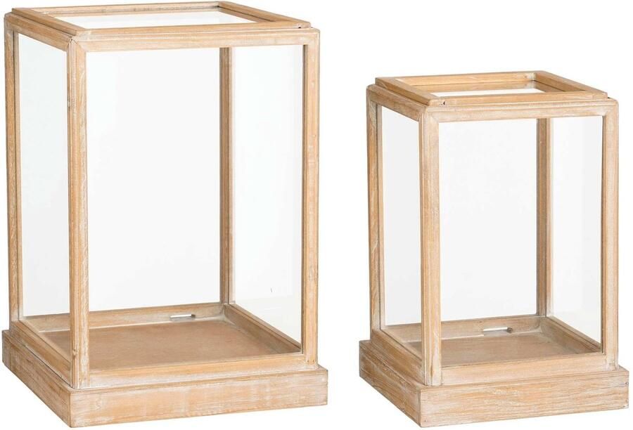 Mica Decorations Kast Cabinet 32x32x45 cm Hout Bruin Set van 2