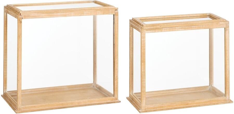 Mica Decorations Kast Cabinet 53x30x48 cm Hout Bruin Set van 2