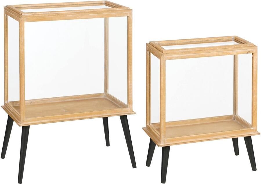 Mica Decorations Kast Cabinet 53x30x72 cm Hout Bruin Set van 2