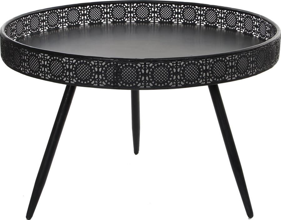 Mica Decorations Bijzettafel Lagune rond metaal zwart 70 x 45.5 cm Bijzettafels