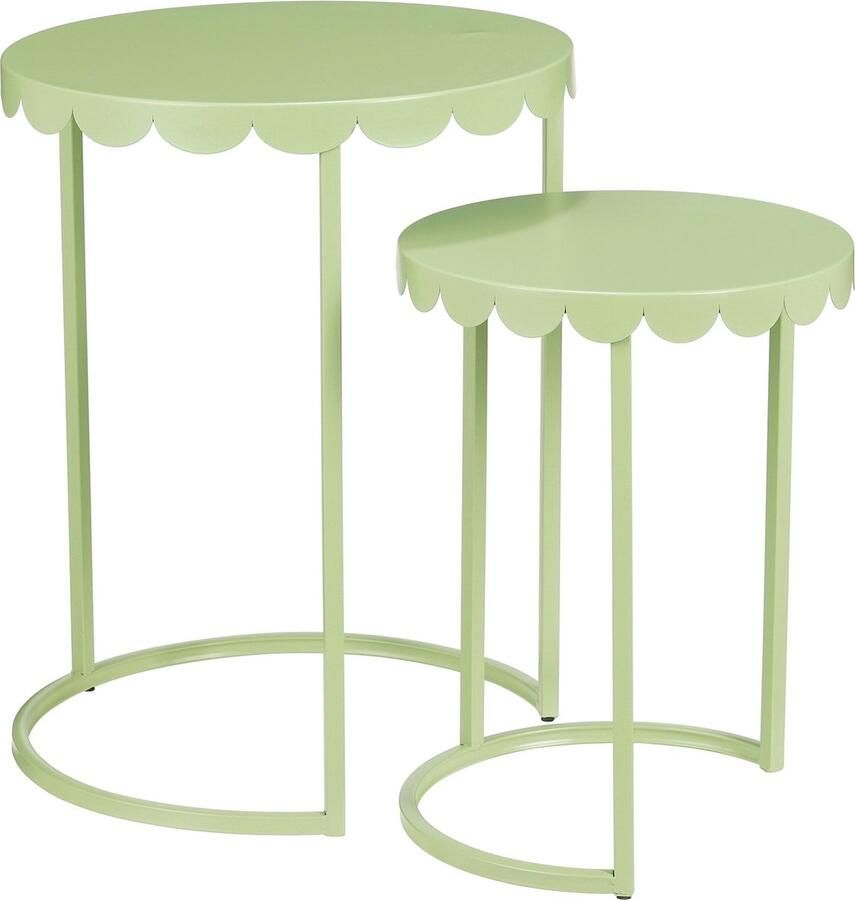 Mica Decorations Lara Bijzettafel Set van 2 H51 x Ø40 cm Metaal Mintgroen