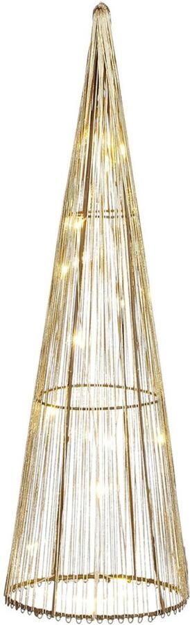 Mica Decorations LED kegel kerstboom lamp goud polyester metaal H40 cm kerstverlichting