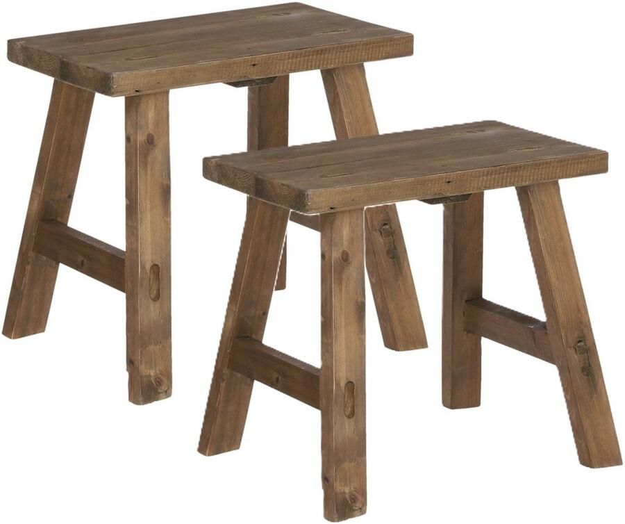 Mica Decorations Mika Decorations Krukje 2x plantentafel gerecycled hout bruin 38 x 28 x 34 cm