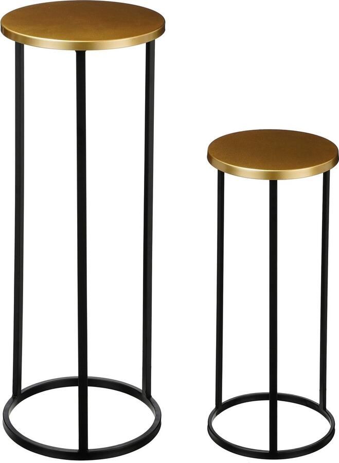 Mica Decorations Noah Bijzettafel Set van 2 H70 x Ø27 cm Goud Zwart