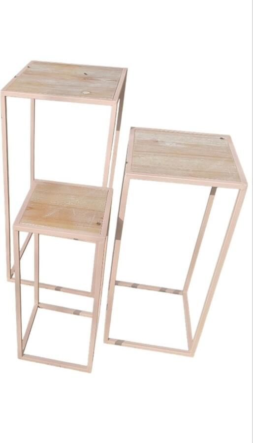 Mica Decorations Quinty bijzettafel roze Set van 3 De grootste maat is 32x32x70cm