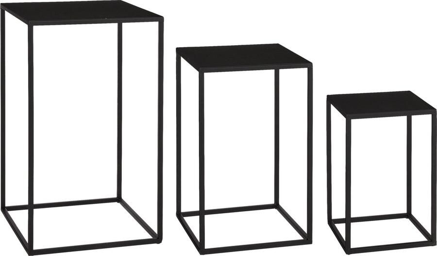 Mica Decorations Quinty Bijzettafel Set van 3 L30 x B30 x H50 cm Metaal Zwart - Foto 2