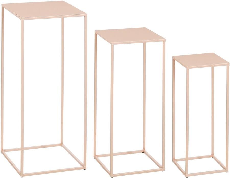 Mica Decorations Quinty Bijzettafel Set van 3 L30 x B30 x H70 cm IJzer Lichtroze