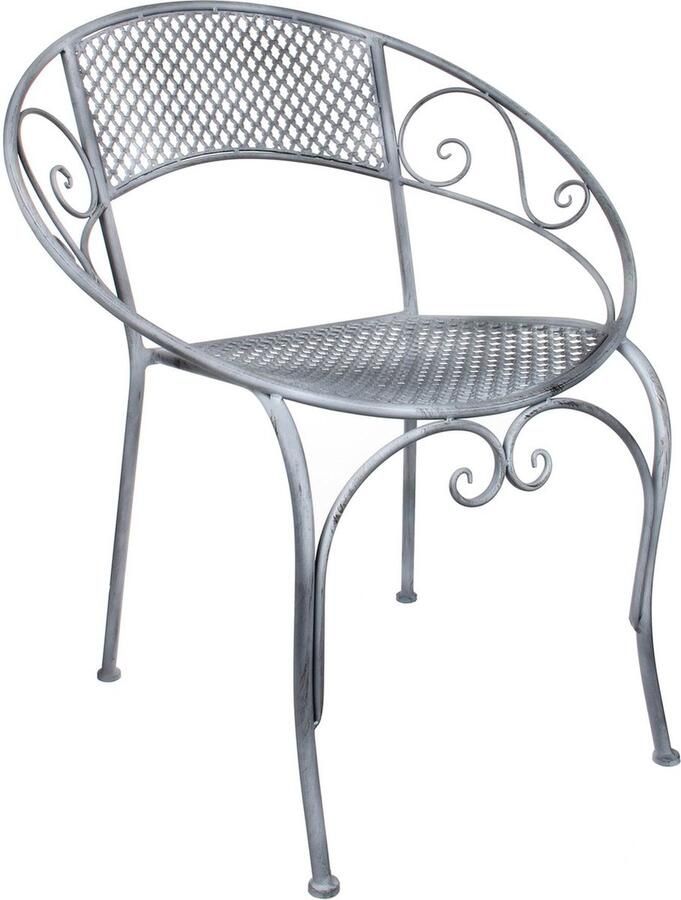 Mica Decorations Tuinstoel Provence 65.5x57x76 cm Ijzer Grijs