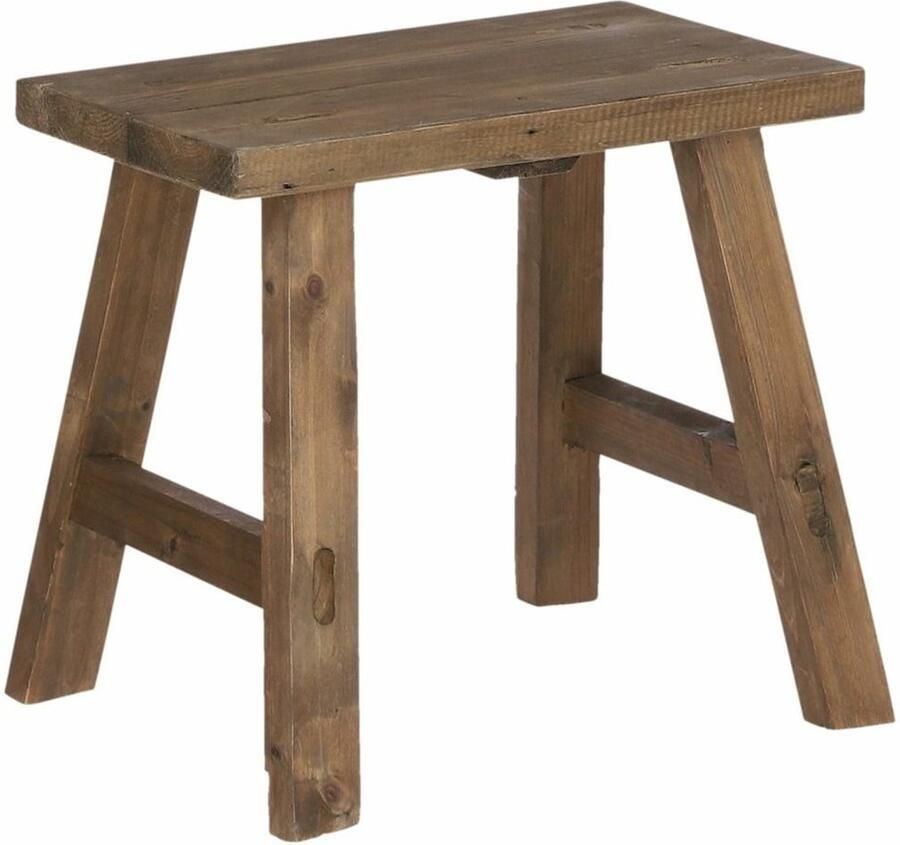 Mica Decorations voetenbankje gerecycled hout bruin 38 x 28 x 34 cm