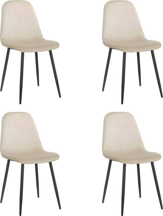 Mica Decorations Montelli Eetkamerstoel Set van 4 Velvet Beige