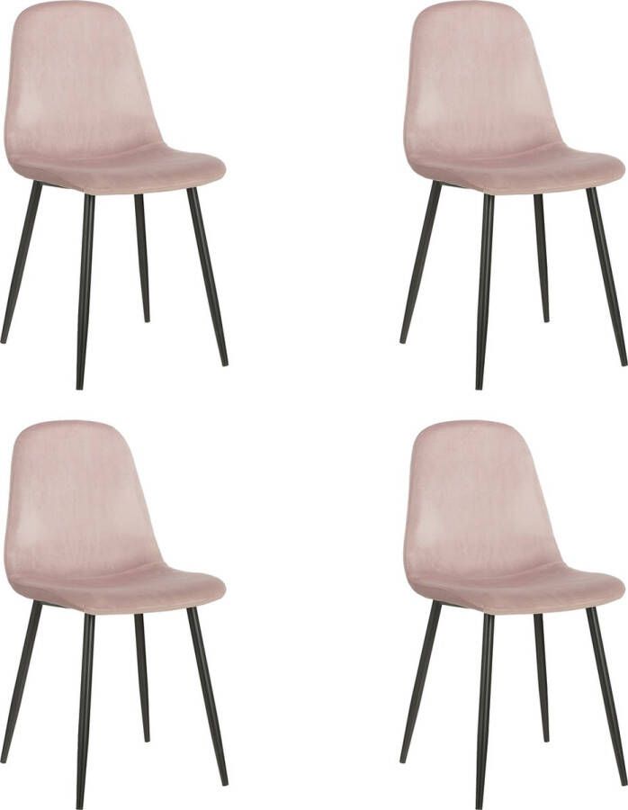 Mica Decorations Montelli Eetkamerstoel Set van 4 Velvet Lichtpaars