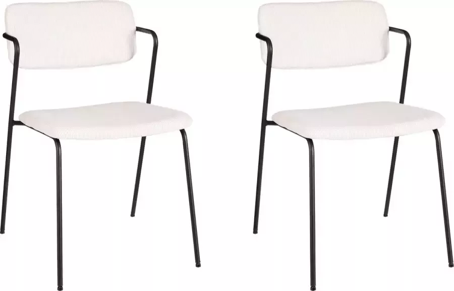 Mica Decorations Nanet Eetkamerstoel Set van 2 Velvet Off White