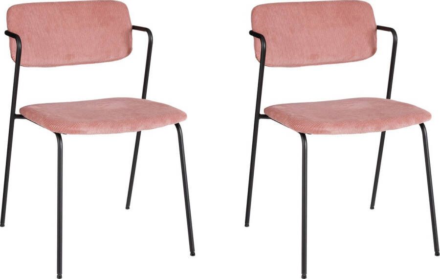 Mica Decorations Nanet Eetkamerstoel Set van 2 Velvet Roze