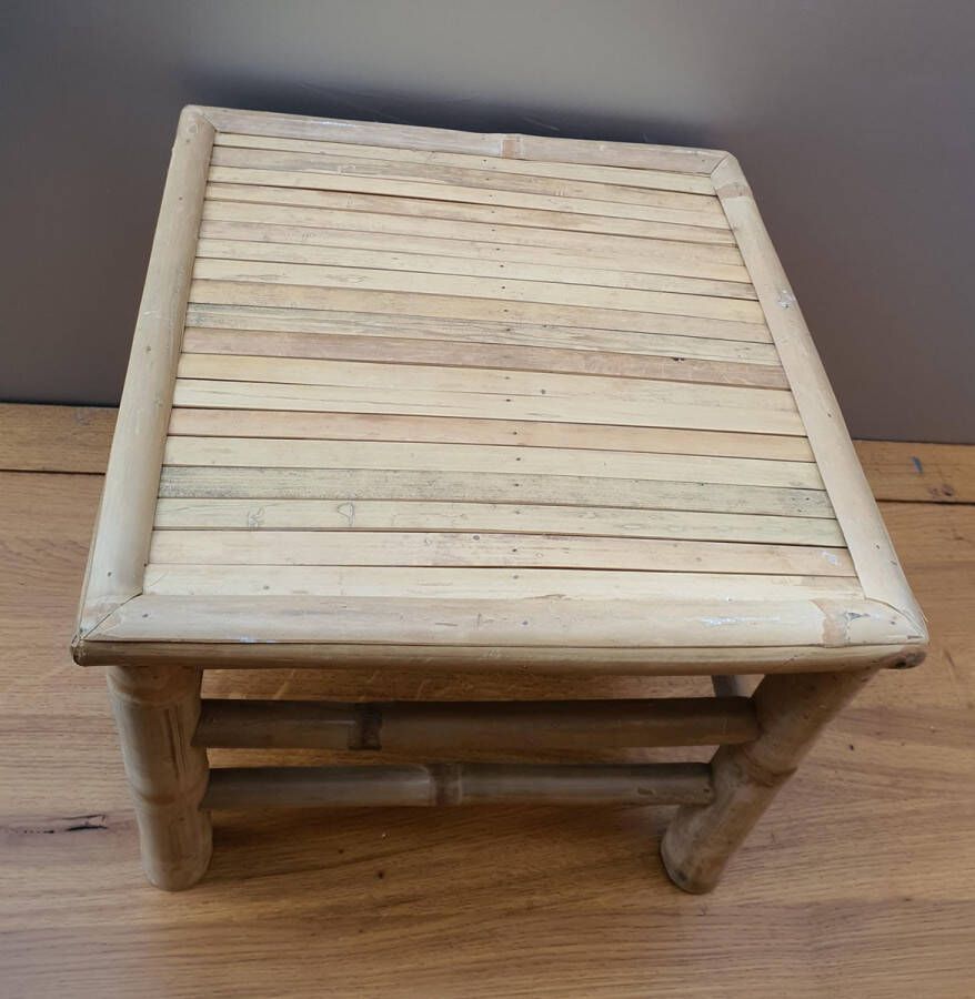 Mica Decorations Tropical Bamboe bijzettafel l.bruin 39 x 39 x 31 5cm