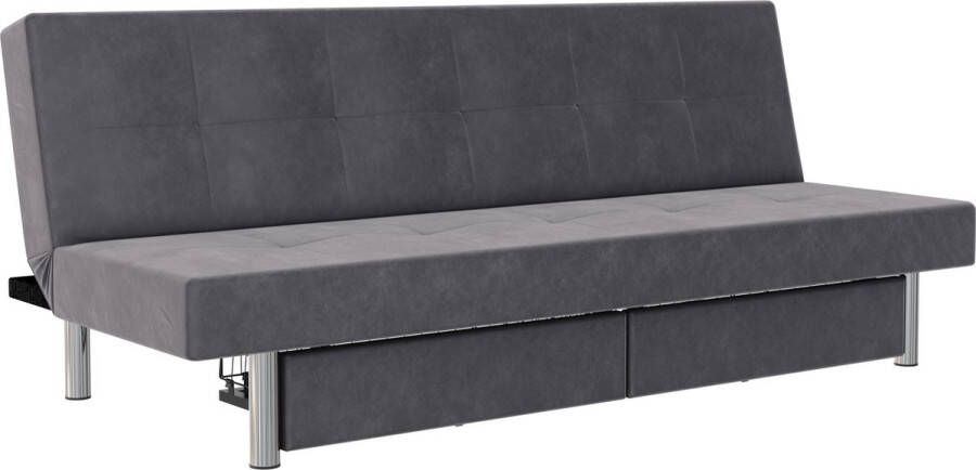 Notio Living Erica Futon met opbergruimte in lichtgrijze microvezel - Foto 3