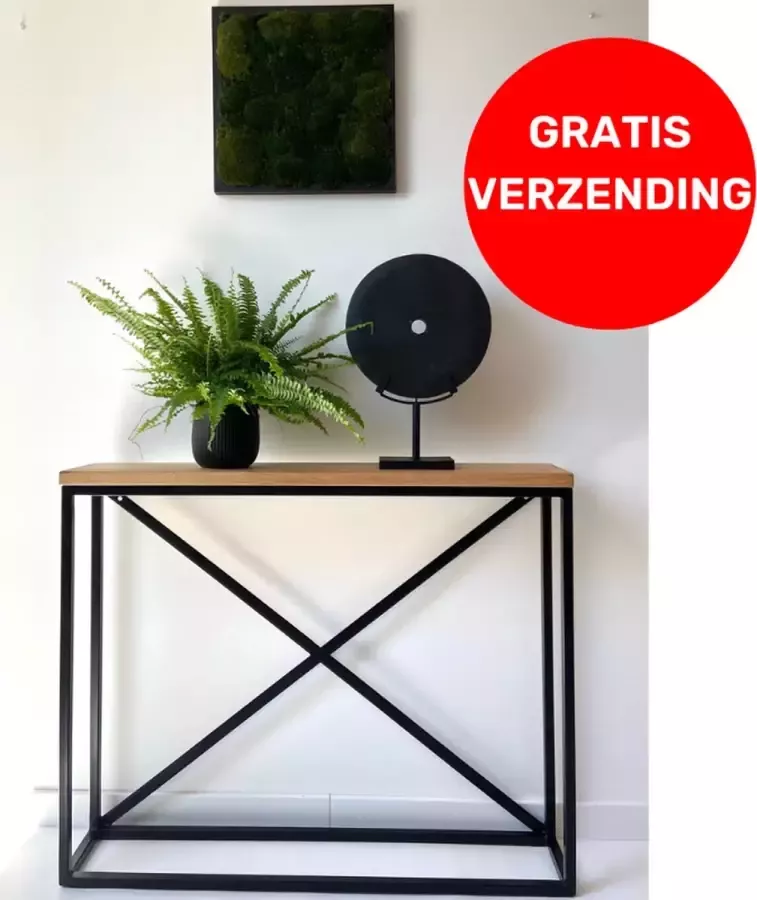 Mijn Design Huis Industriële console tafel-sidetable wandtafel massief hout -site tafel