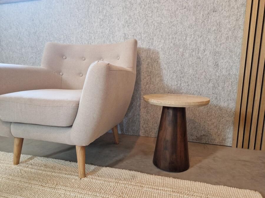 Mijn Stijl Wonen Luxe Marmeren Bijzettafel Bruine poot 38x38x40cm