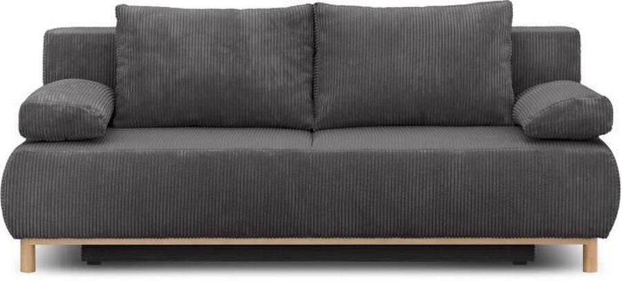 Merkloos MIKA 3-zits ombouwbank Donkergrijs corduroy Opbergdoos L 192 x H 84 x D 93 cm