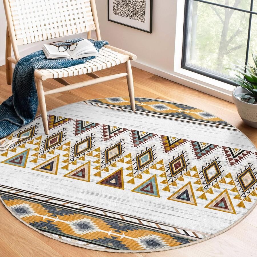 Mila Home Abstract Gebied Rond Tapijt Grisj Beige Geometrisch Modern Vreemde Vormen Tapijt Antislip Tapijt Minimalistisch Tapijt Diamant Woonkamer Tapijt Luxe Tapijt