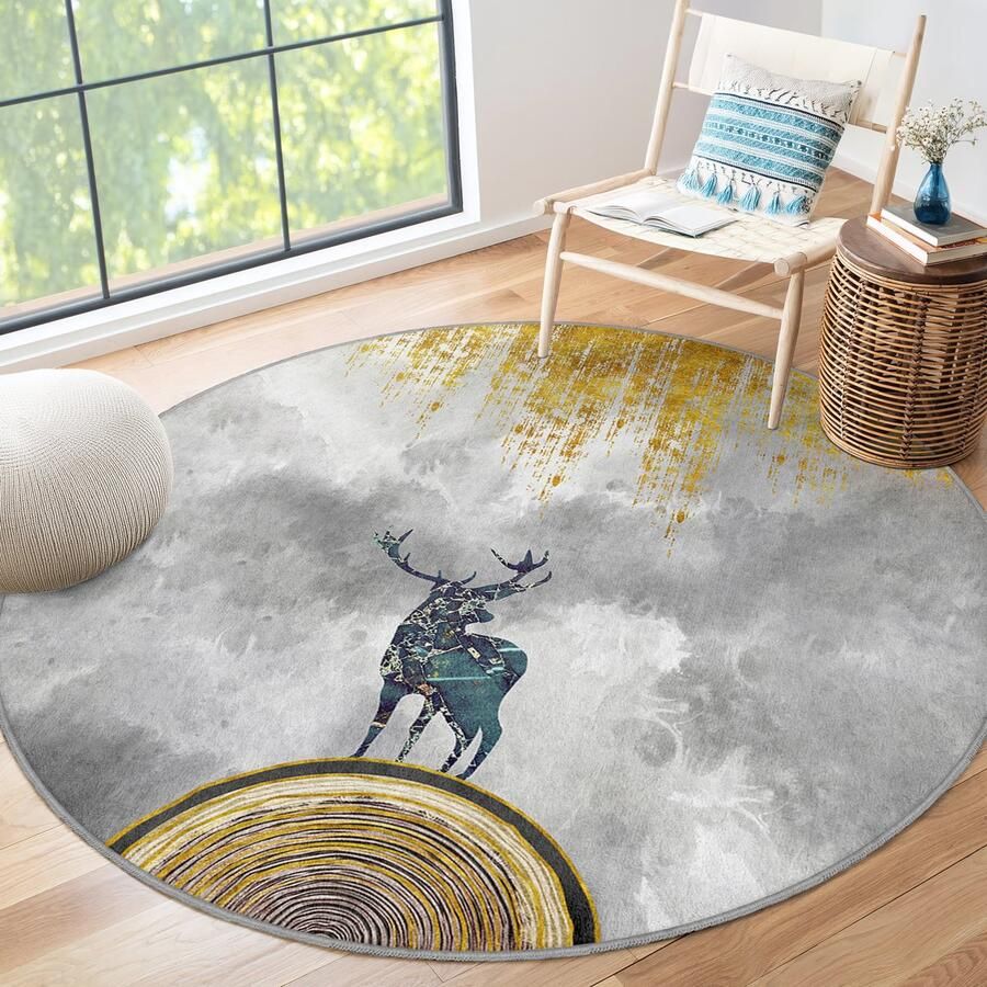 Mila Home Abstract Gebied Rond Tapijt Herten Model Vreemde Vormen Minimalistisch Tapijt Antislip Tapijt Surrealistisch Tapijt Decor Woonkamer Tapijt Modern Tapijt Luxe Tapijt