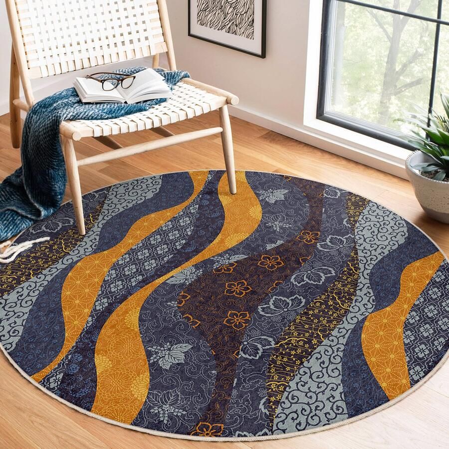 Mila Home Kleurrijke blauwe golven marineblauw surrealistisch design tapijt antislip tapijt tapijtdecoratie lentethema's woonkamer tapijt modern tapijt slaapkamer tapijt