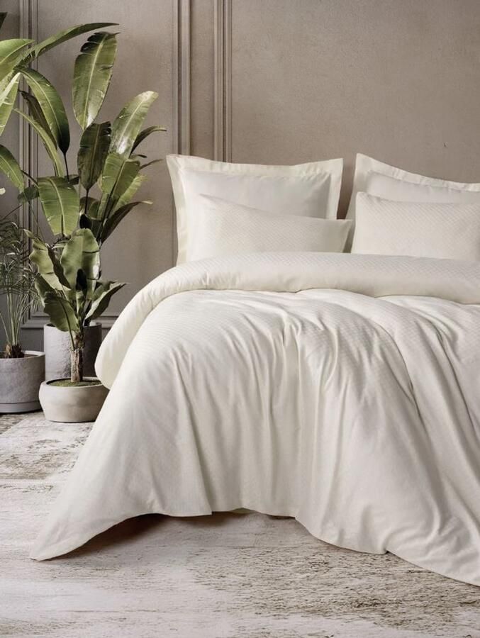 Mila Home Timeless Collection Checkered Cream Single Size Bed Linen Set Tijdloze collectie geruite crèmekleurige eenpersoons beddengoedset