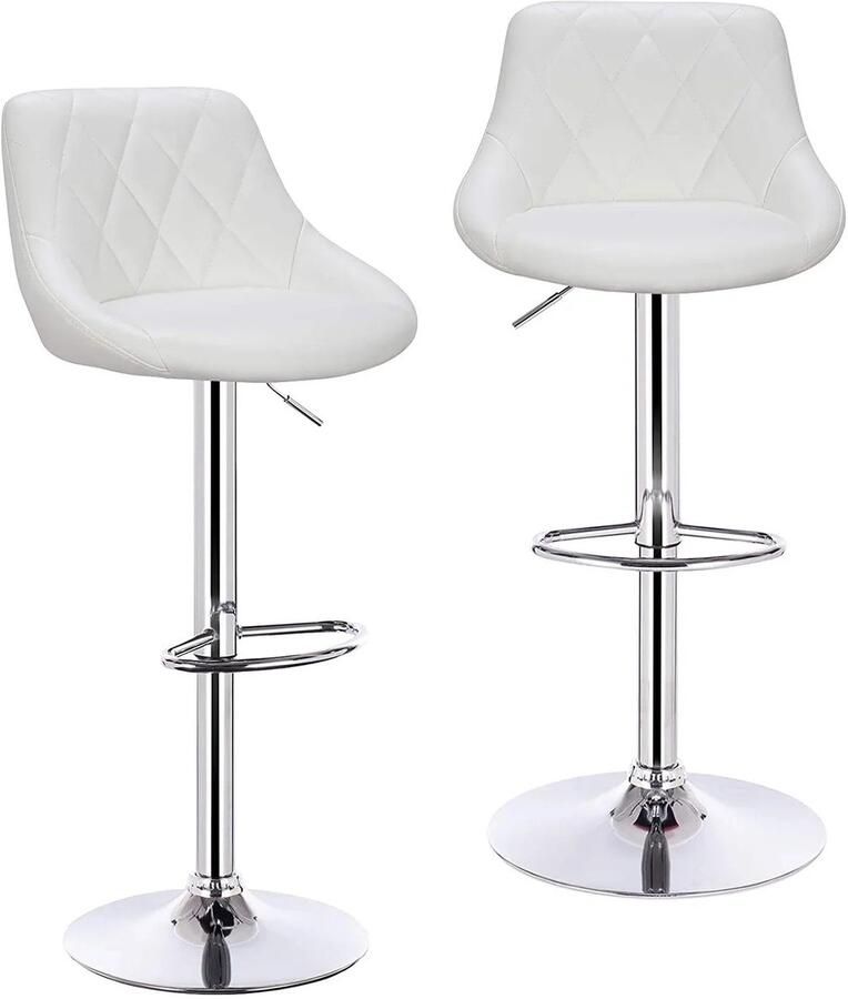 Mila Shop Draaibare barstoel Barkruk Kruk Hoge kruk met voetsteun Barkruk met rugleuning In hoogte verstelbaar 2 Stuks