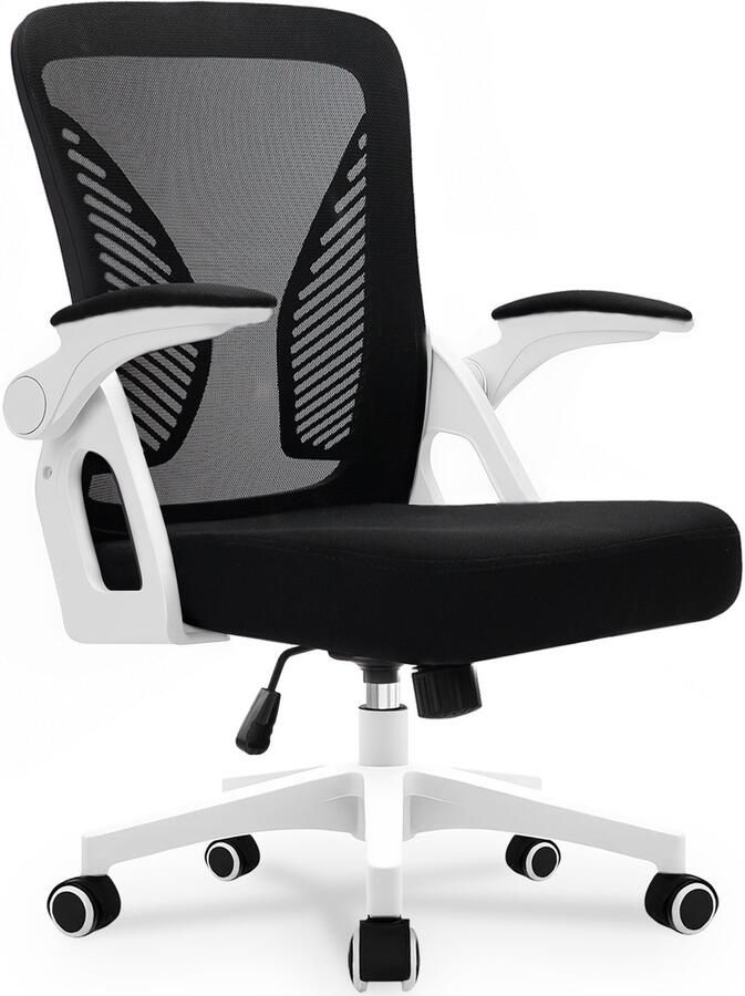 Milacyee Bureaustoel Ergonomische Bureaustoel – Verstelbare Gaming Computerstoel met Mesh Rug & Lendensteun – 90° Opklapbare Armleuningen – Directiestoel met Stille Wieltjes – Tot 130 kg Belasting Wit Geschikt voor thuiswerk en kantoor - Foto 3